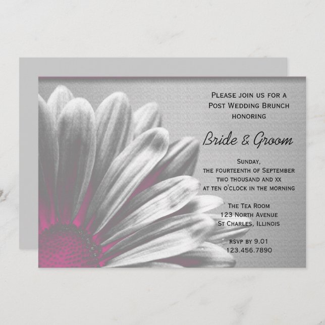 Pink Floral Highlights Post Wedding Brunch Invitation (Front/Back)