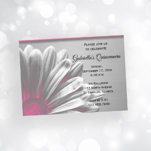 Pink Floral Highlights Quinceanera Party Invitation