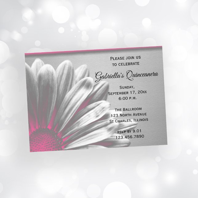 Pink Floral Highlights Quinceanera Party Invitation (Creator Uploaded)