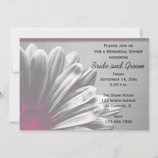 Pink Floral Highlights Wedding Rehearsal Dinner Invitation (Front)