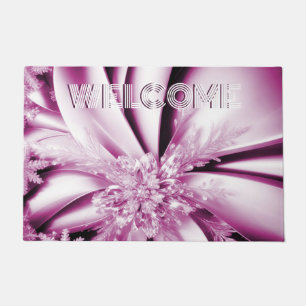 Pink Floral Holiday Christmas Doormat