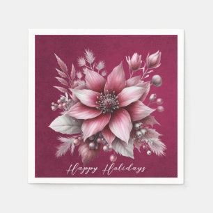 Pink Floral Holiday Napkin