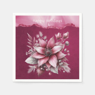 Pink Floral Holiday Napkin