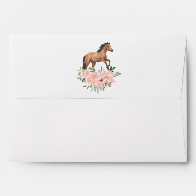 Pink Floral Horse Birthday Envelope (Back (Top Flap))
