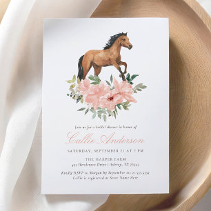 Pink Floral Horse Bridal Shower Invitation