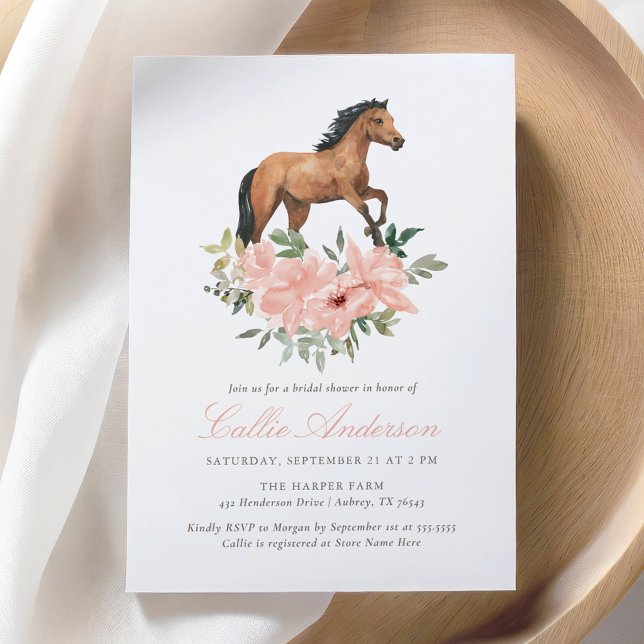 Pink Floral Horse Bridal Shower Invitation (Creator Uploaded)