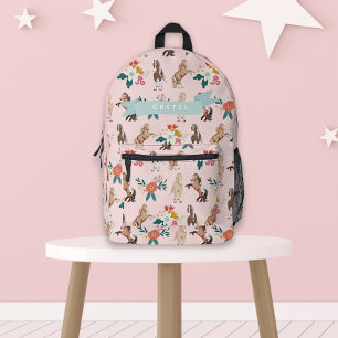Pink Floral Horse/Pony Pattern Girl Printed Backpack
