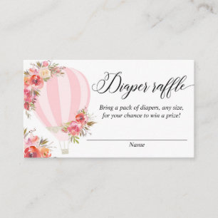 Pink floral hot air balloon diaper raffle cards