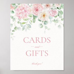 Pink Floral Hydrangea Botanical Cards & Gifts Sign