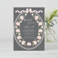 Pink Floral Hydrangea Elegant Gray Bridal Shower