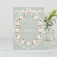 Pink Floral Hydrangea Sage Green Elegant Bridal 