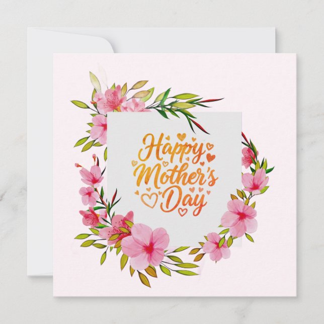 Pink Floral "I Love You Mom" Happy Mother's Day Card (Front)