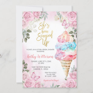 Pink Floral Ice Cream Bridal Shower Invitation