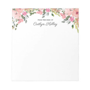 Pink Floral II From the Desk of, Personalised Notepad