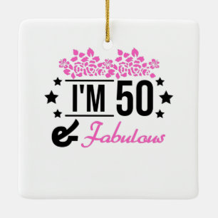 pink floral im 70 years old and fabulous ceramic ornament