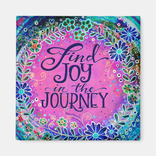 Pink Floral Inspirational Joy in the Journey Fun Magnet