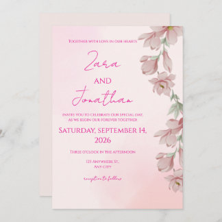 Pink floral invitation