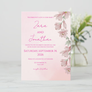 Pink floral invitation