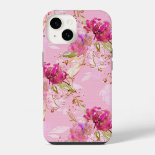 Pink floral iPhone 14 case