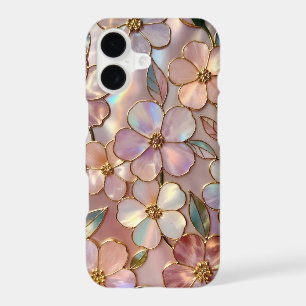Pink Floral iPhone Case Stained Glass Elegant