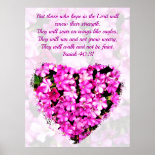 PINK FLORAL ISAIAH 40:31 SOAR ON EAGLE'S WINGS POSTER
