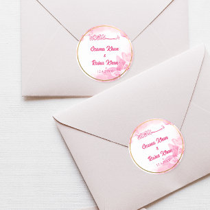 Pink Floral Islamic Muslim Wedding Sticker