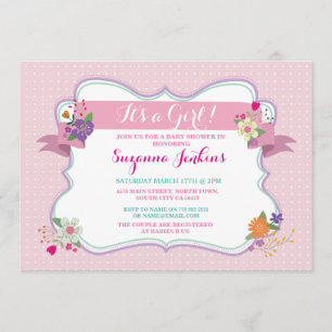 Pink Floral It's a Girl / Twins Baby Shower Invite