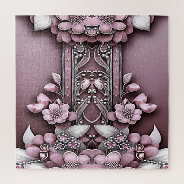Pink Floral Jigsaw Puzzle (Vertical)