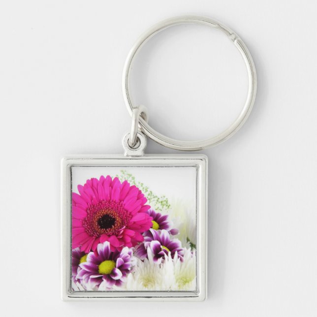Pink floral key ring (Front)