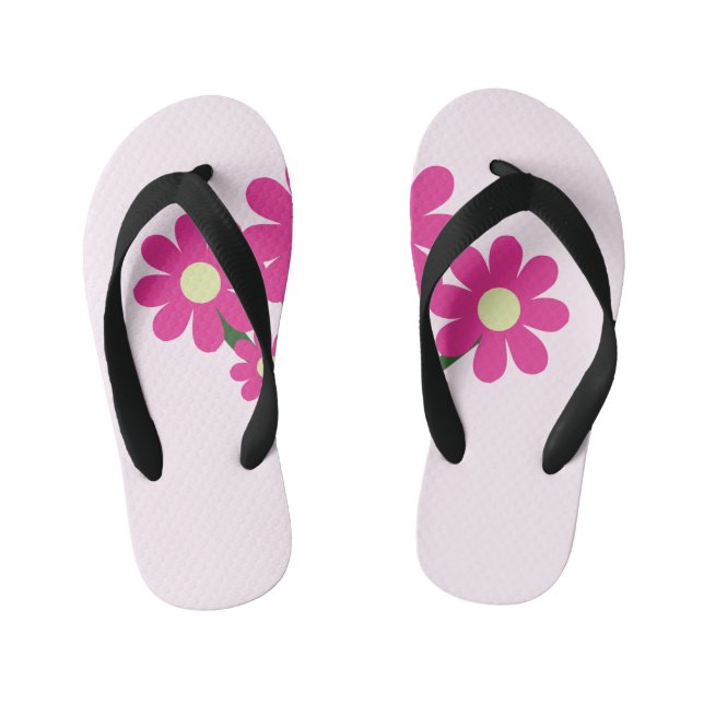 Pink Floral Kid's Thongs (Footbed)