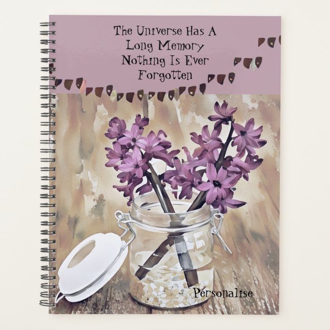 Pink Floral Kilner Jar Motivational Quote Journal  Planner (Front)