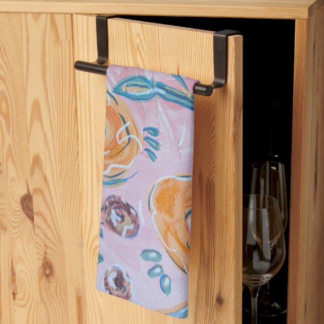 Pink Floral Kitchen Towel (Thirds Fold)