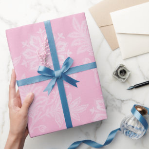 Pink Floral Lace Bridal Shower Wrapping Paper