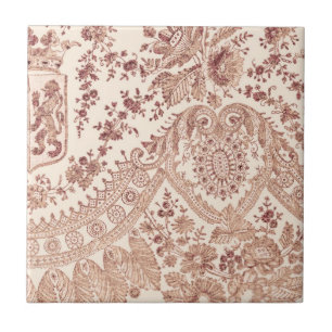 Pink Floral Lace Ceramic Tile