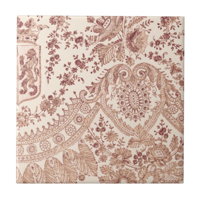Pink Floral Lace Ceramic Tile (Front)