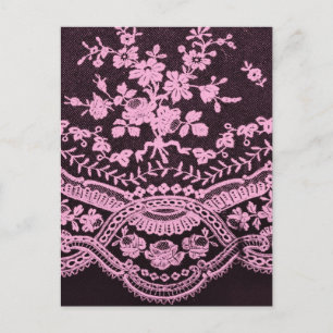 Pink Floral Lace Postcard