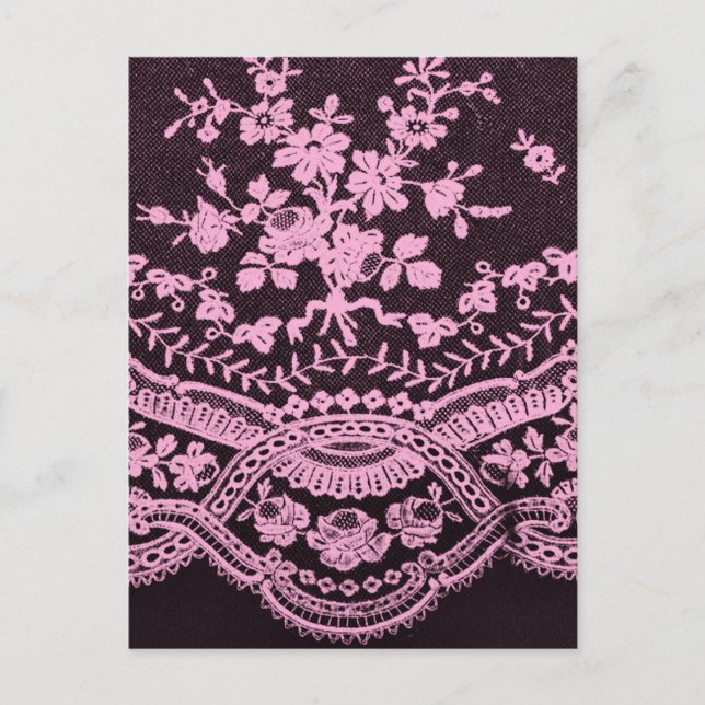 Pink Floral Lace Postcard (Front)
