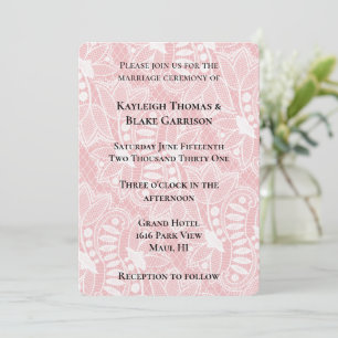 Pink Floral Lace Wedding Invitation