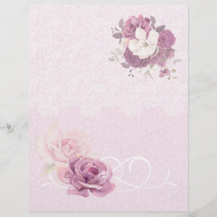 Pink Floral & Lace Wedding Scrapbook Paper