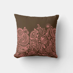 Pink Floral Lace With Brown Background Cushion