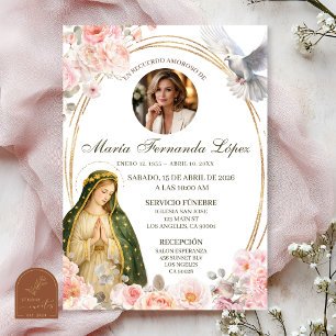 Pink Floral Lady of Guadalupe Catholic Spanish Fun Invitation