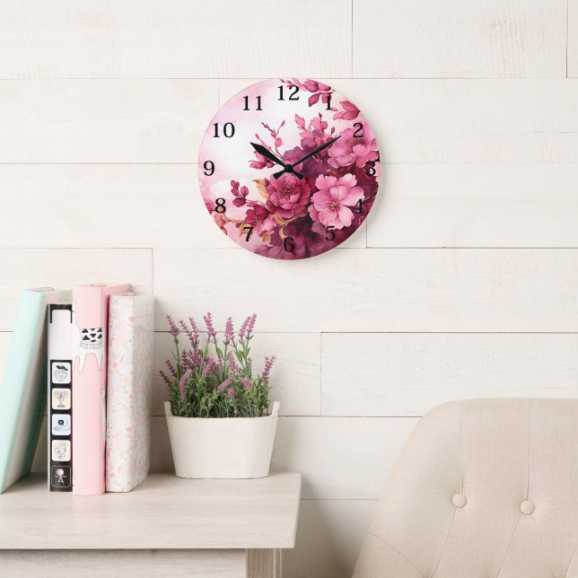 Pink Floral Large Clock (Reading Room)