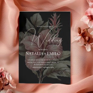 Pink Floral Layered Plant Wedding  Invitation