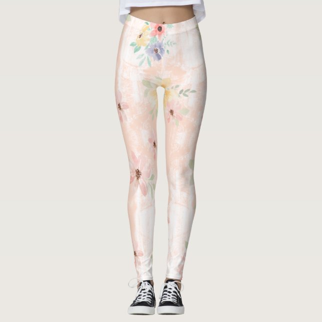 Pink Floral Leggings  (Front)
