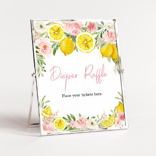 Pink Floral Lemon Diaper Raffle Poster