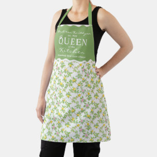 Pink Floral Lemons Citrus Queen of the Kitchen Apron