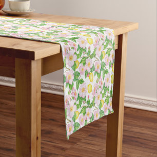 Pink Floral Lemons Pattern  Short Table Runner