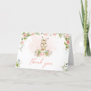 Pink Floral Little Bunny  Thank You Card