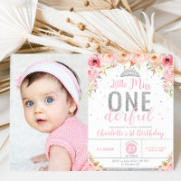 Pink Floral Little Miss Onederful 1st Birthday