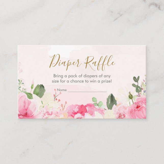 Pink Floral Little Peanut Diaper Raffle Enclosure Card (Front)